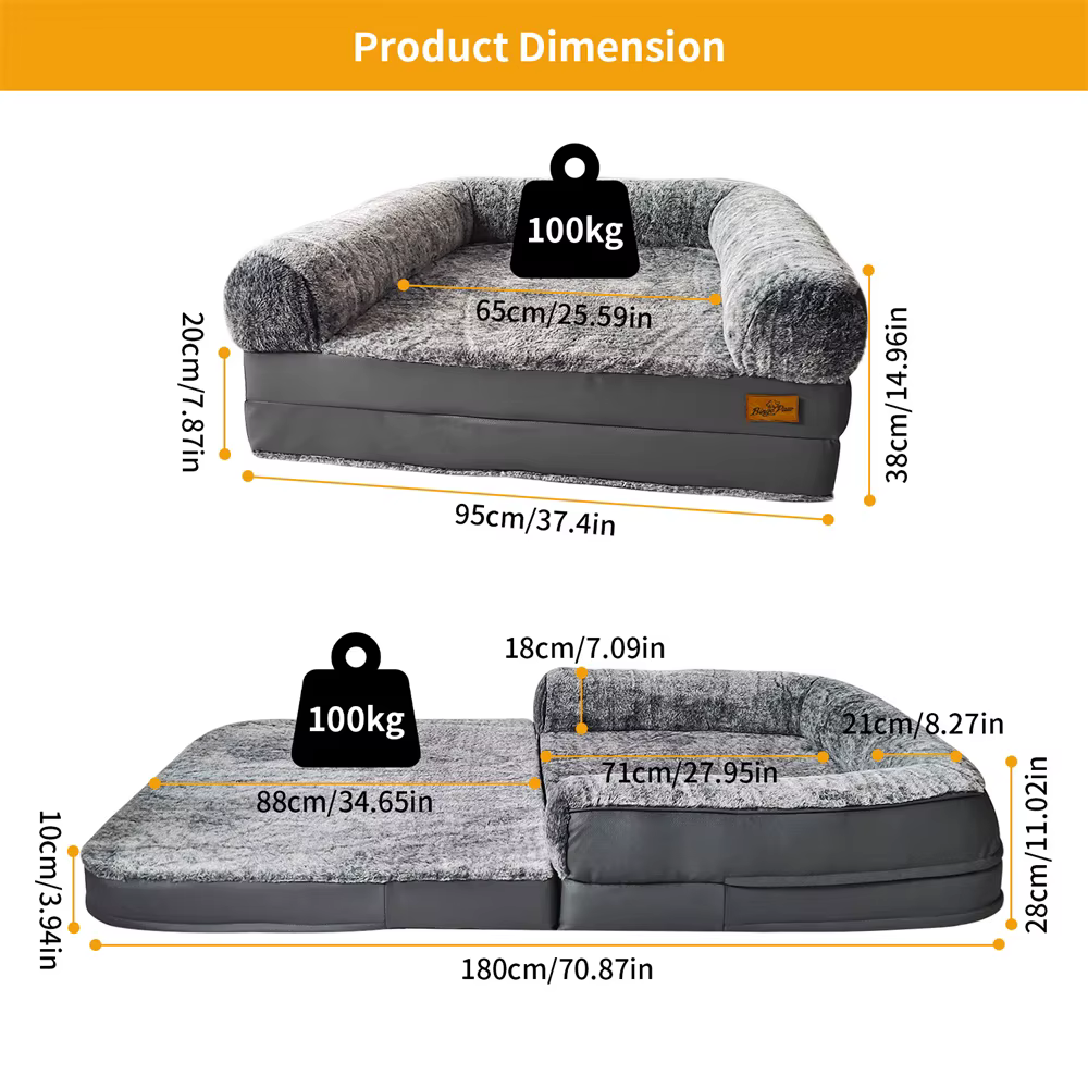 Sofá cama calmante para perros grandes, lavable e impermeable - imagen 5