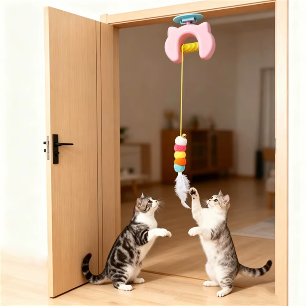 Juguete eléctrico interactivo para gatos con cuerda retráctil y carga USB