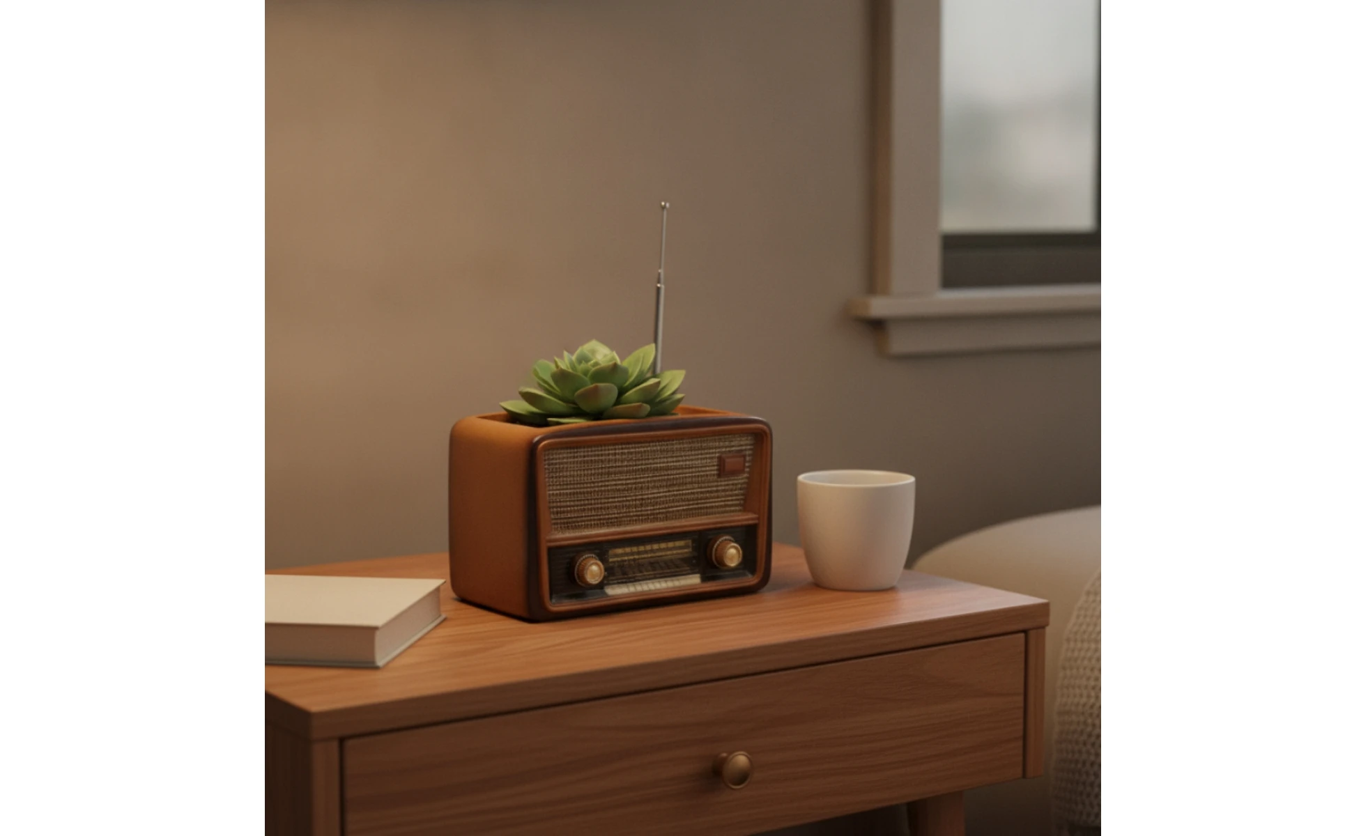 Maceta con Radio Vintage - Detalle del dial