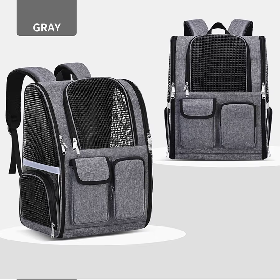 Mochila plegable Oxford ventilada para perros y gatos – con bols