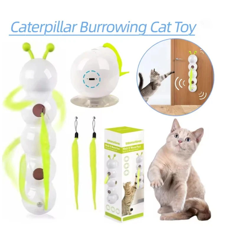 Juguete automático con sensor y ventosa para gatos de interior – USB recargable con plumas