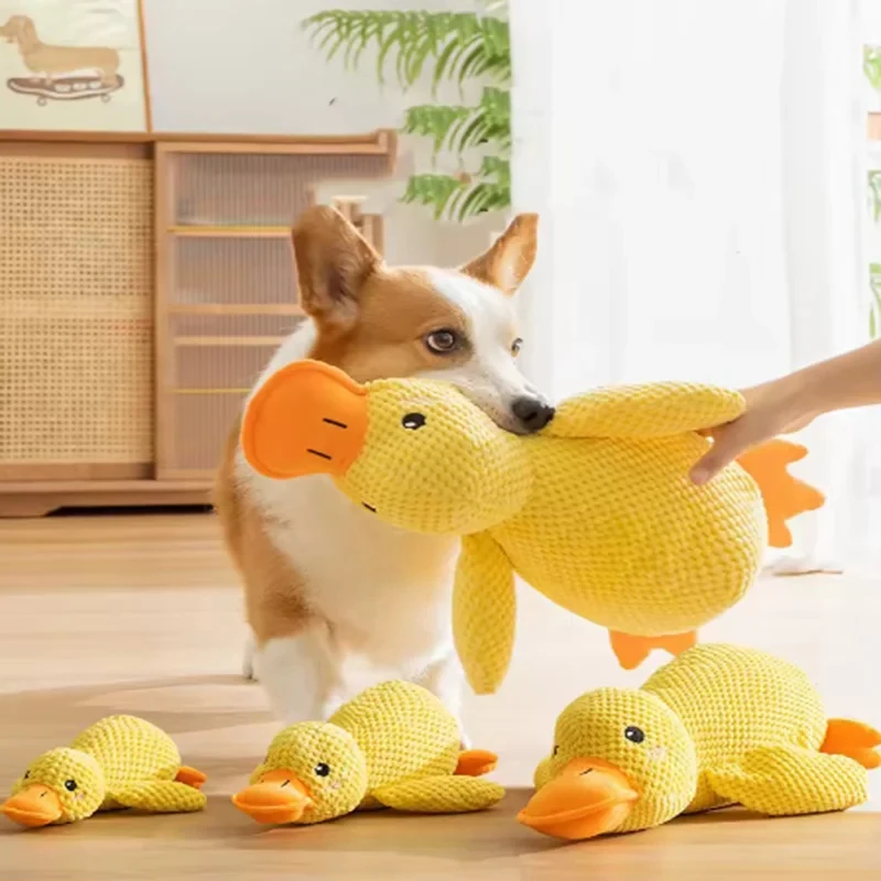 Juguete para perros peluche pato amarillo interactivo antiestrés - imagen 2