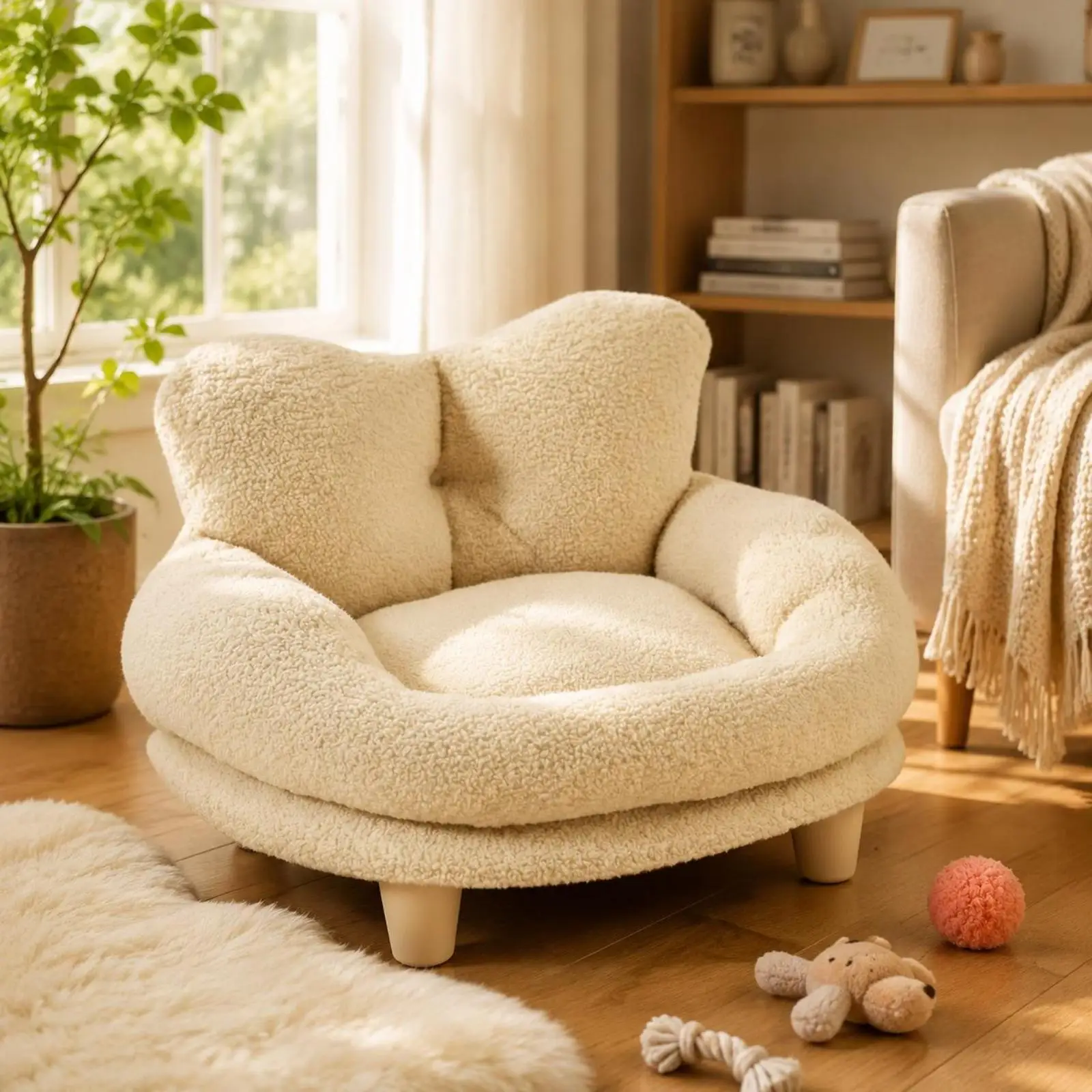 Cama para mascotas lavable con forma de corazón