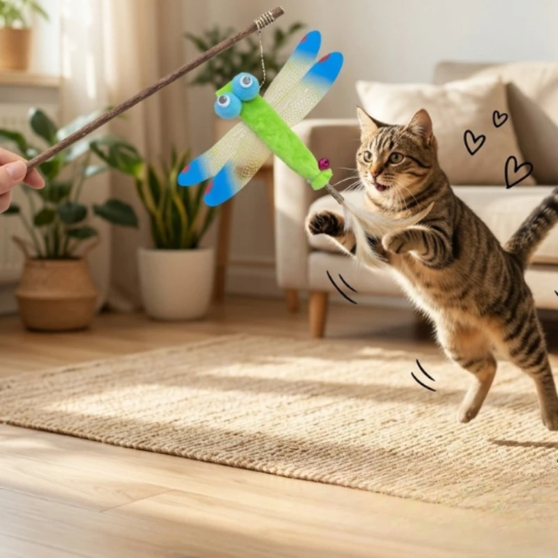Juguete interactivo pluma plata para gatos – Simulador insectos - imagen 3