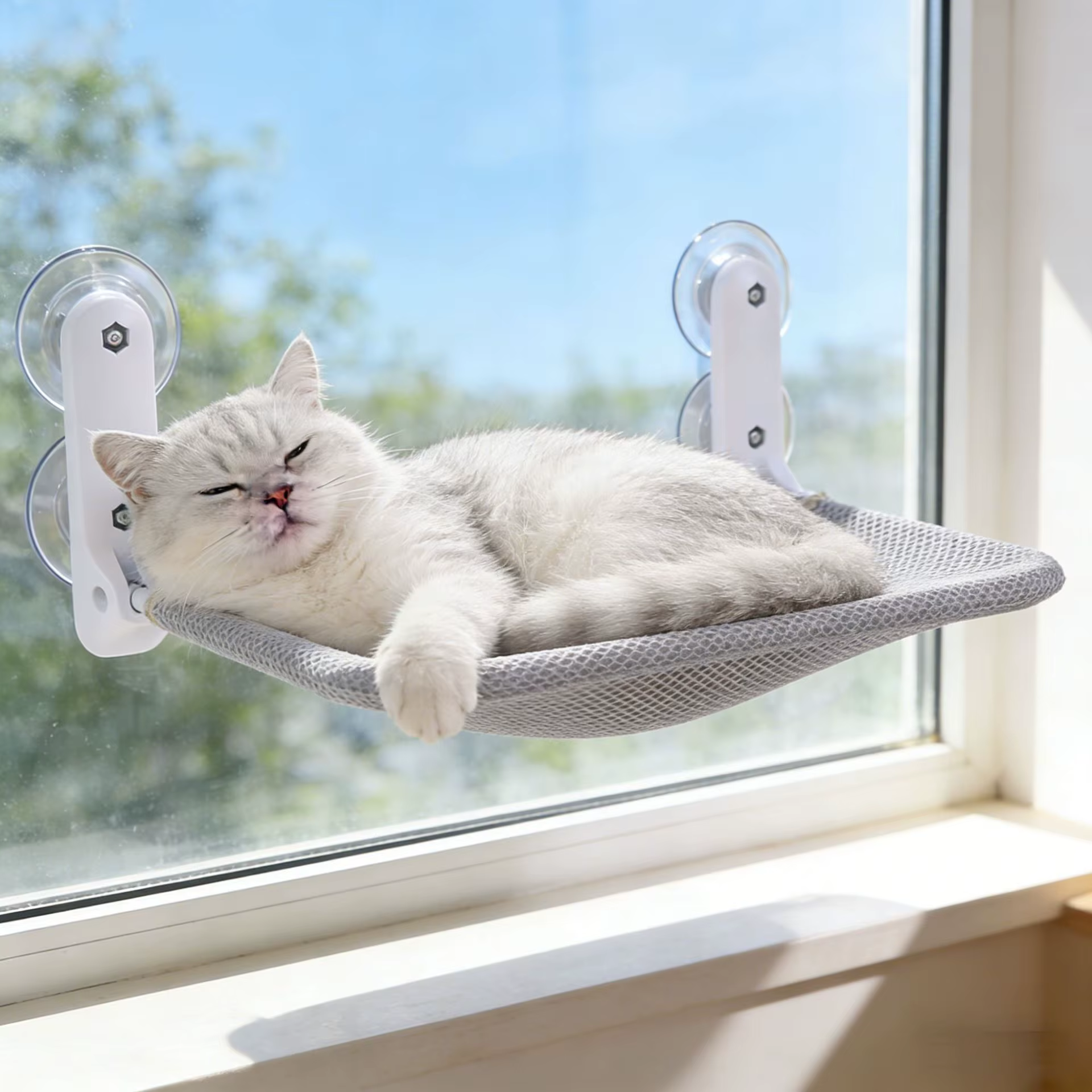 Hamaca para gatos plegable con ventosa de ventana, colgante sol - imagen 3