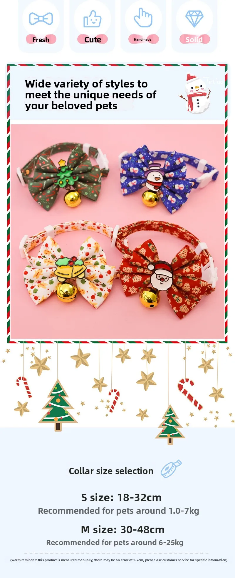 Detalle del lazo y cascabel del collar navideño