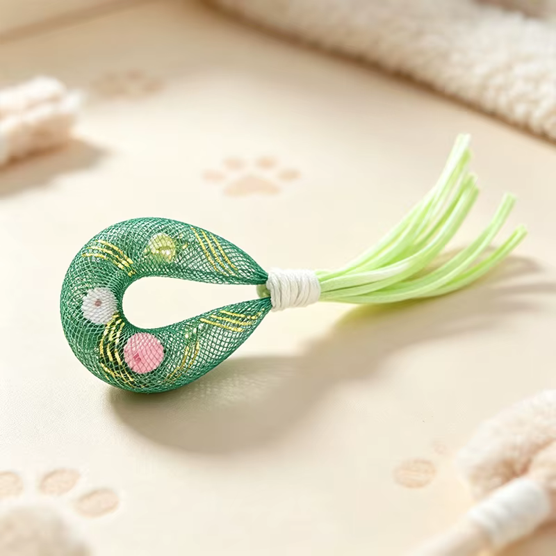 Juguete con Borlas y Campana para Gatos – Plumas y Malla Interactivo