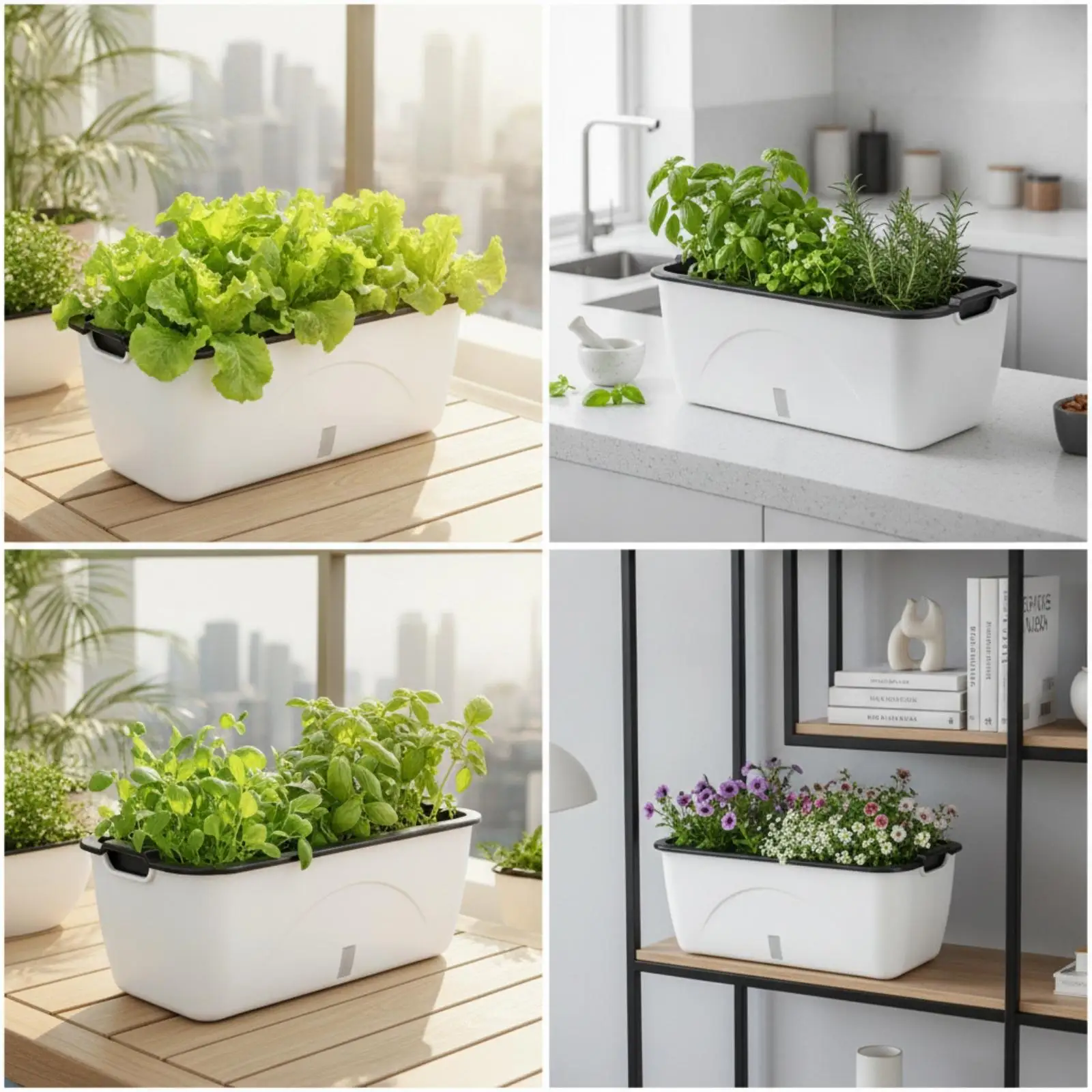 Macetero Autorriego Rectangular para Balcón y Alféizar – Riego Automático para Plantas - imagen 3