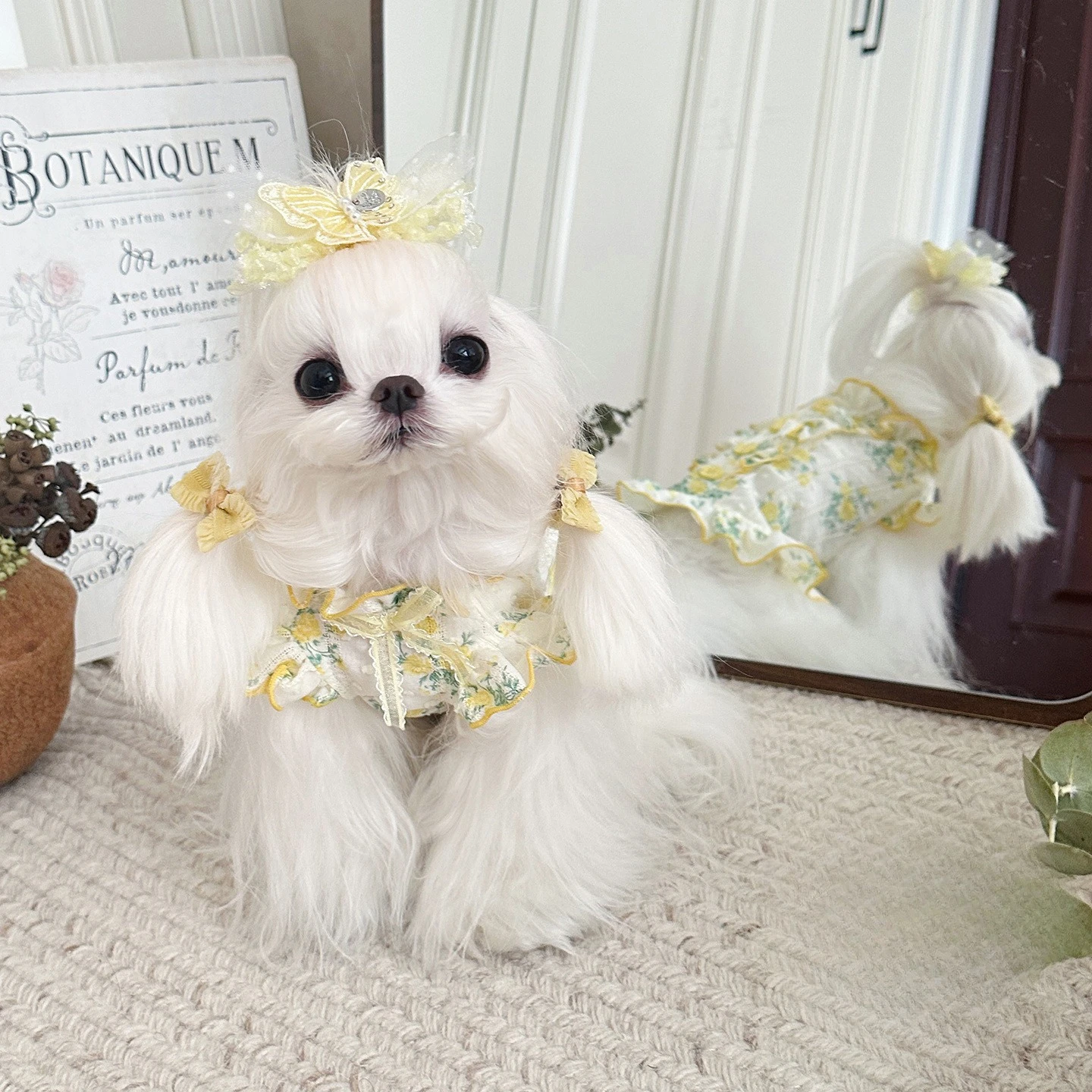 Vestido floral de verano para perros pequeños con chaleco de encaje - imagen 3