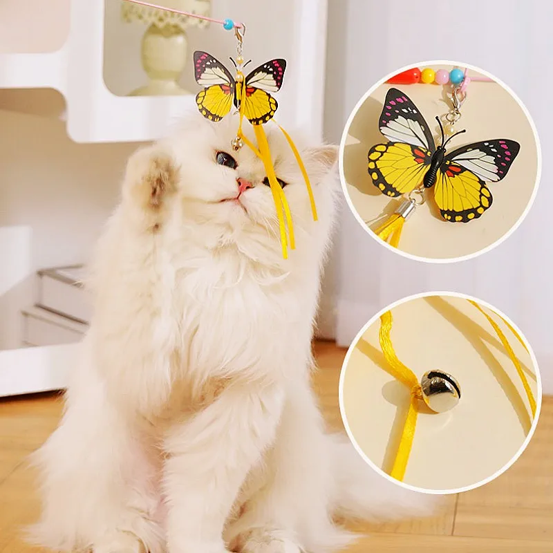 Juguete interactivo para gatos con varita, mariposa y campana - imagen 4