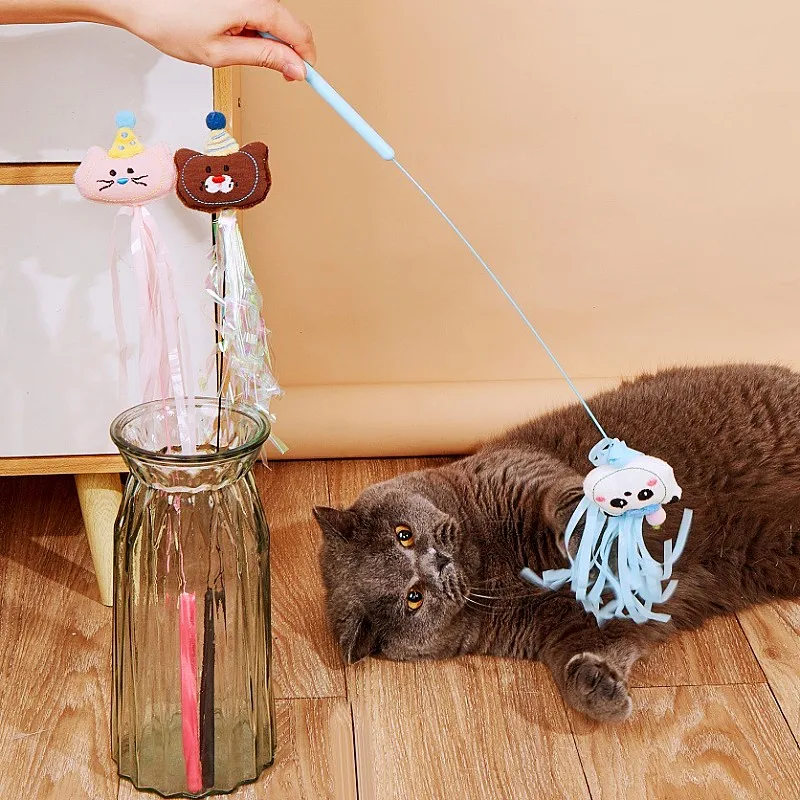 Juguete para gatos con borlas y campana, palo interactivo - imagen 3