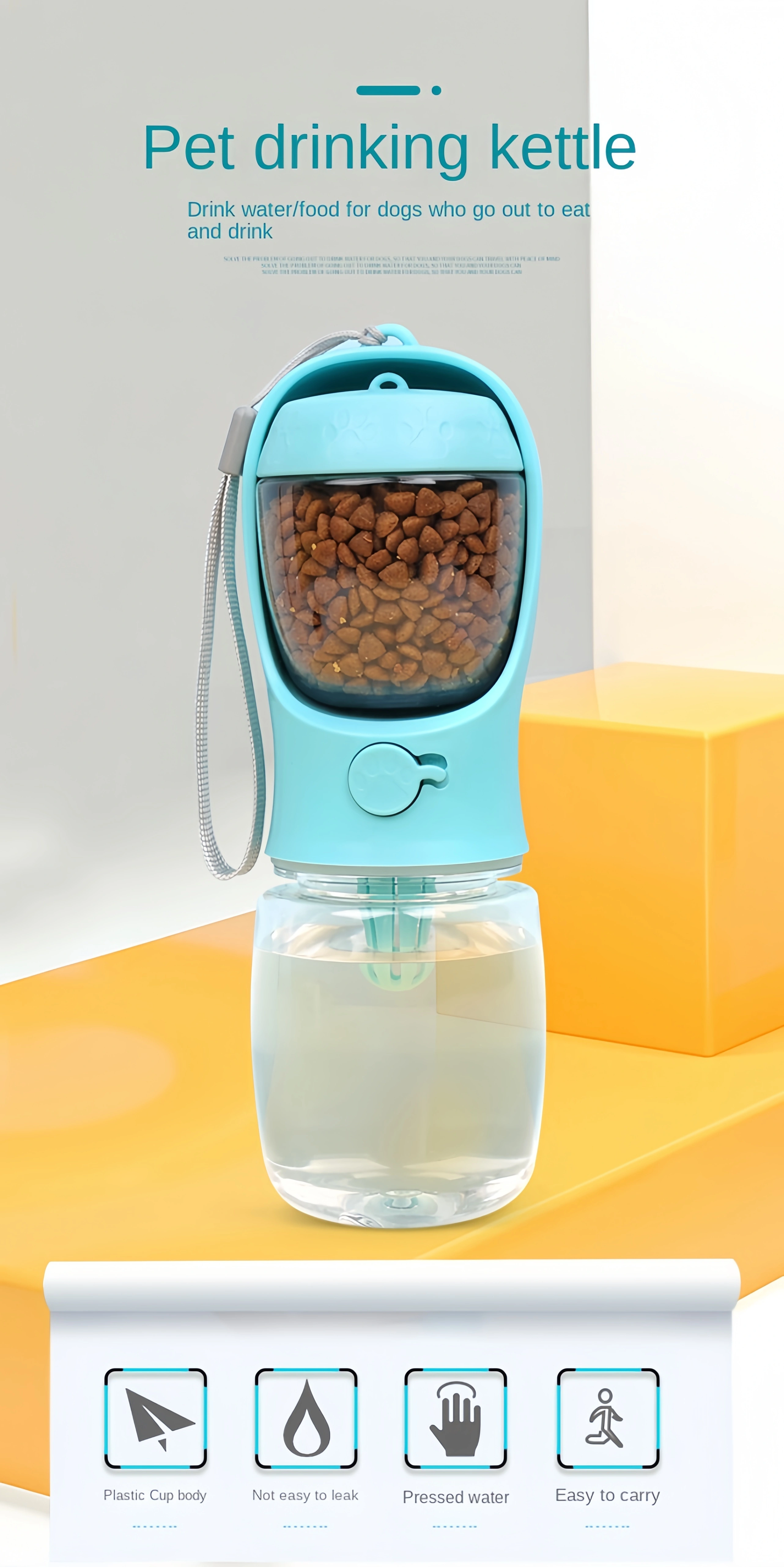 Botella de agua para mascotas en uso