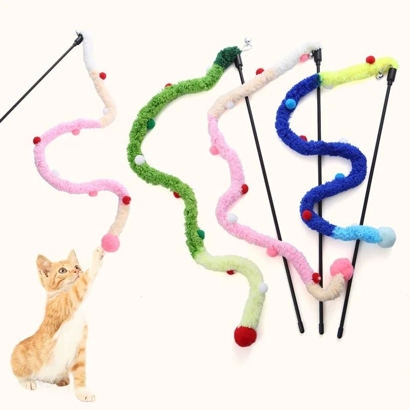 Juguete para gatos: varita con plumas y oruga