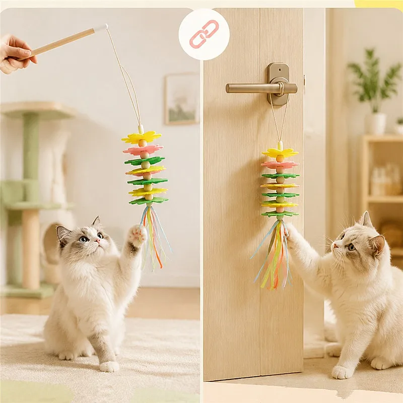 Juguete interactivo para gatos con cuerda elástica y campana - imagen 2
