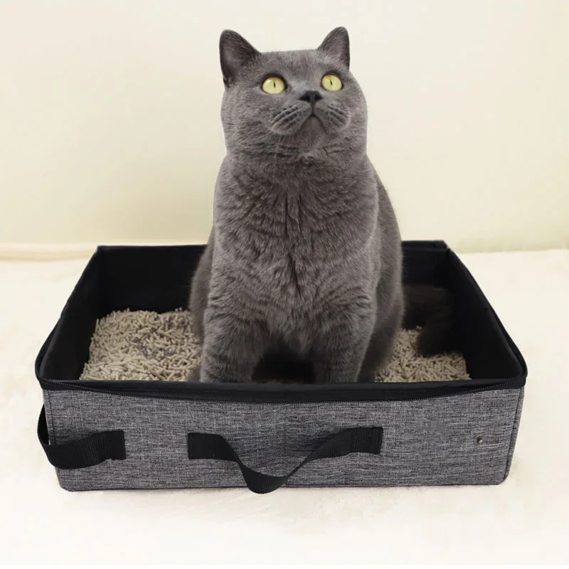 Caja de arena portátil impermeable de tela plegable para gatos - imagen 2