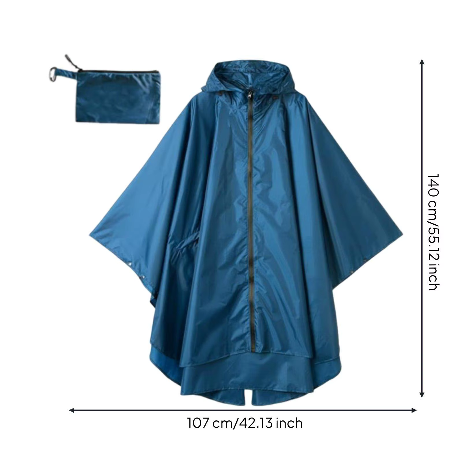 Impermeable portátil con cierre frontal para adultos – Poncho ligero viajes - imagen 3