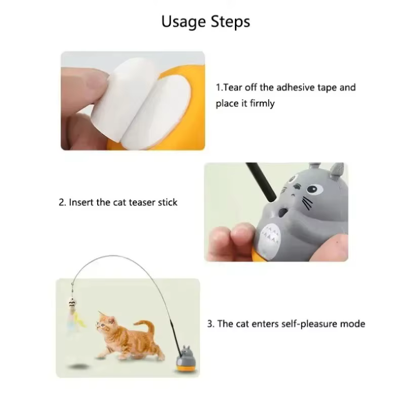 Caña para gatos con LED pez giratorio y muelle - imagen 2