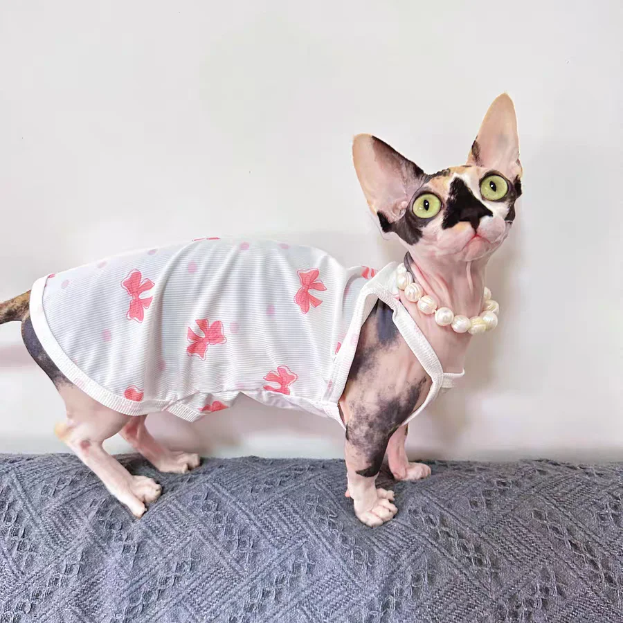 Chaleco refrescante rosa para gatos Sphynx: camiseta sin pelo - imagen 4