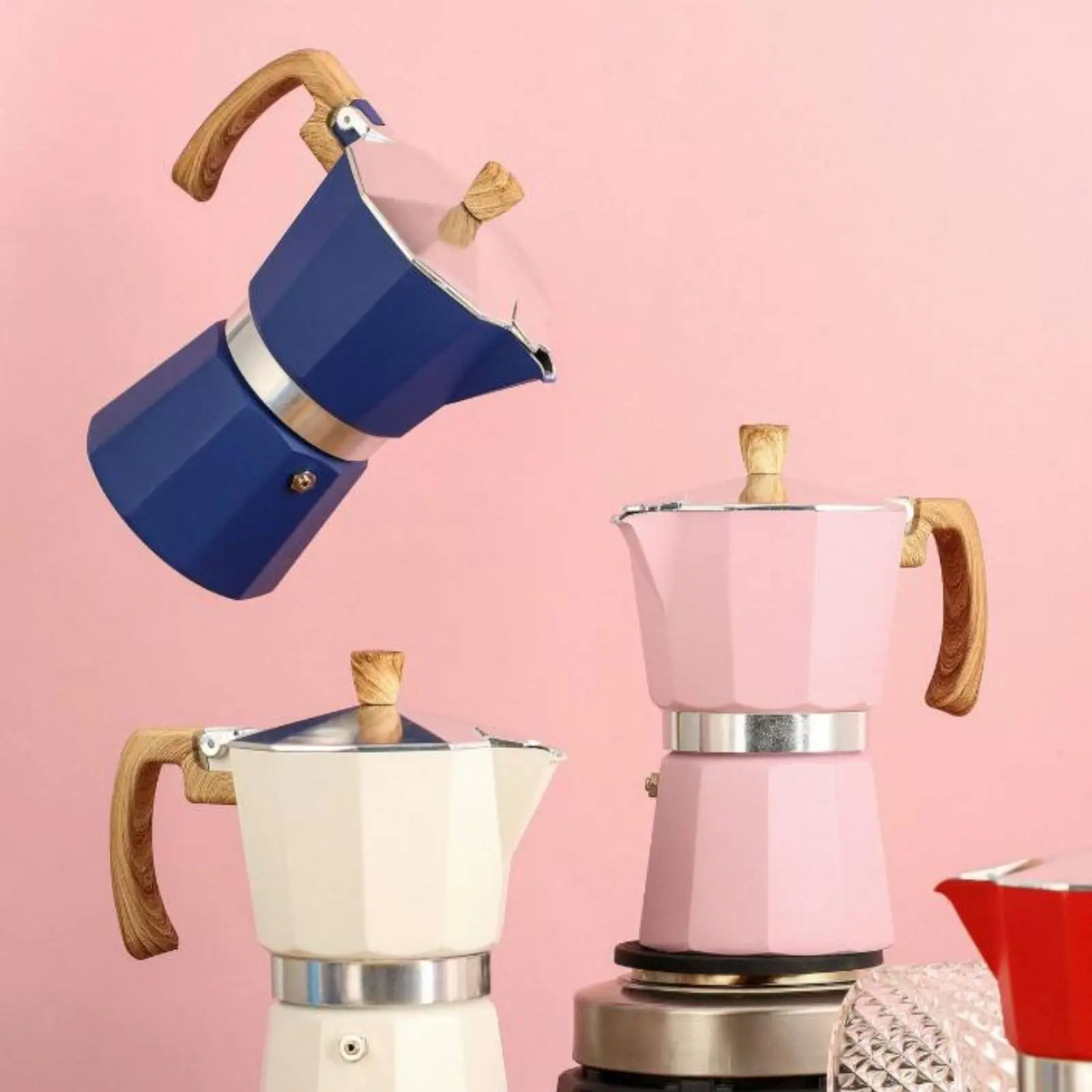 Cafetera italiana octogonal de aluminio con seguridad y fácil limpieza - imagen 2