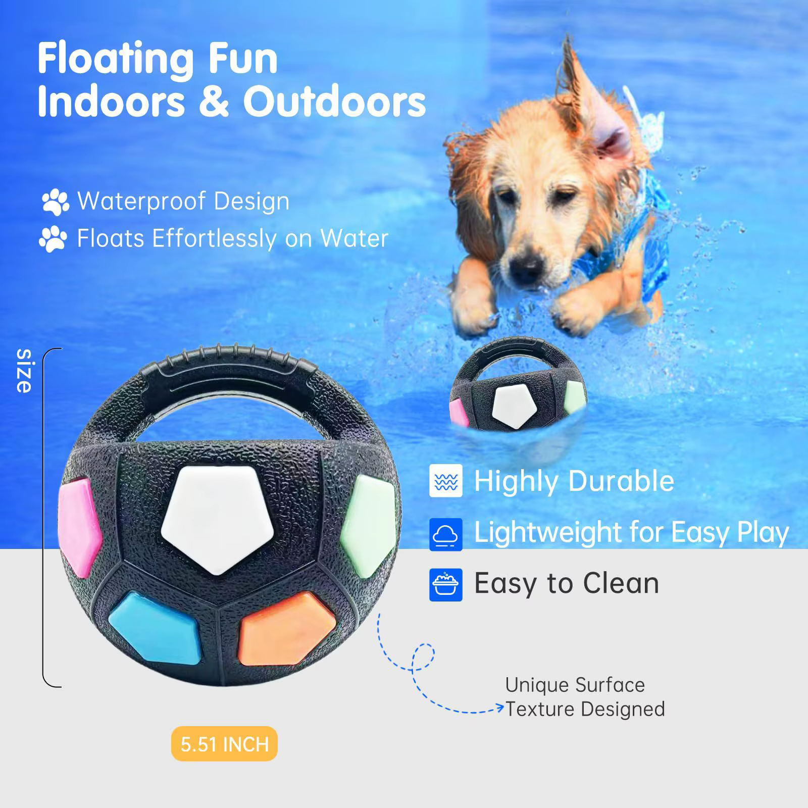 Juguete interactivo de fútbol para perros con sonido y asa resistente - imagen 3