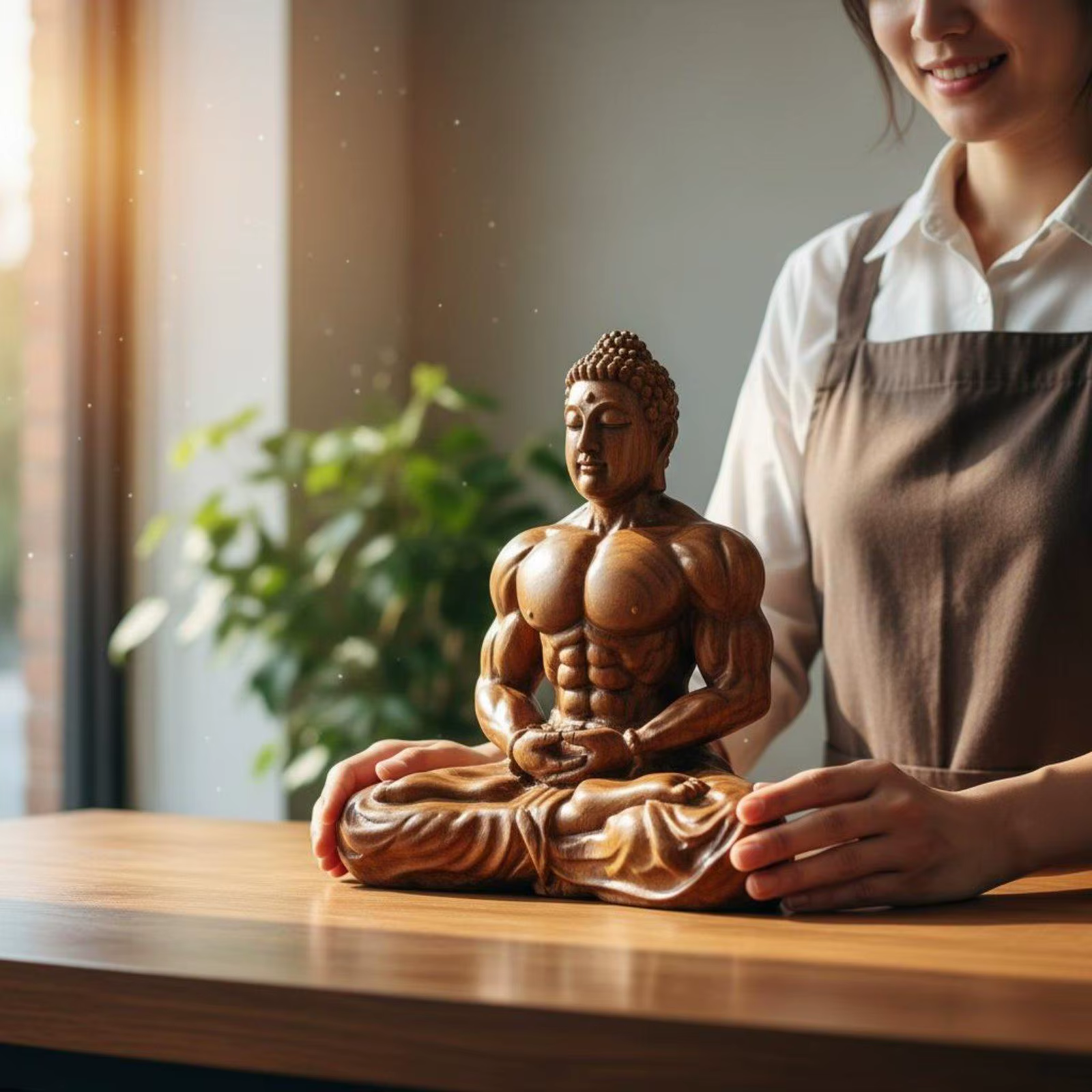 Estatua de Buda en Madera de Ébano – Decoración del Hogar y Oficina - imagen 4
