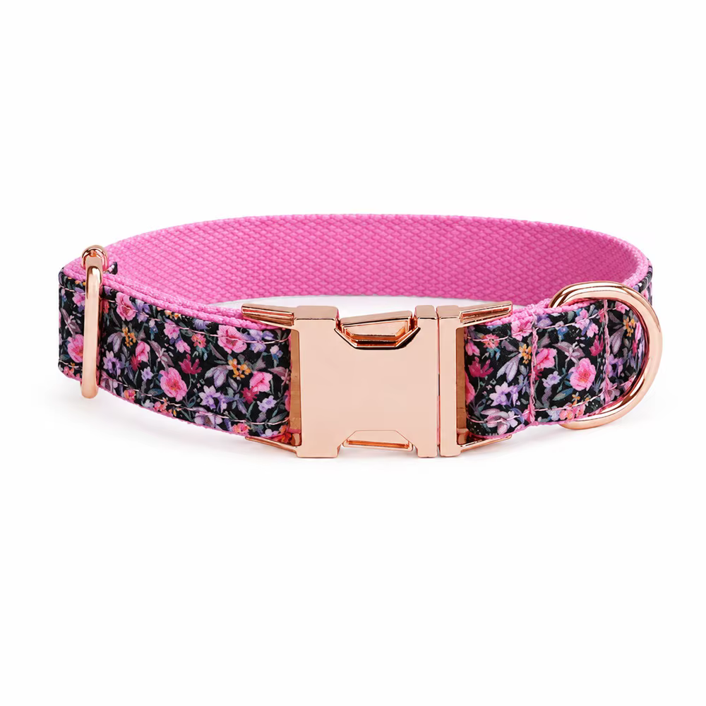Collar para perros con nombre y diseño floral personalizado, ajustable - imagen 5