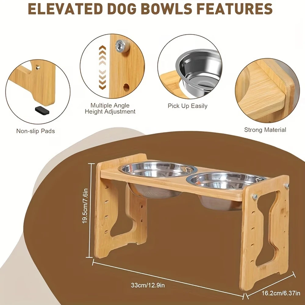 Comedero elevado ajustable para gatos – Tazón acero inoxidable - imagen 3
