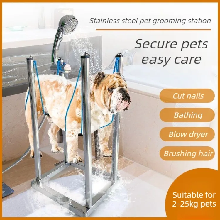Soporte de ducha para mascotas en acero inoxidable
