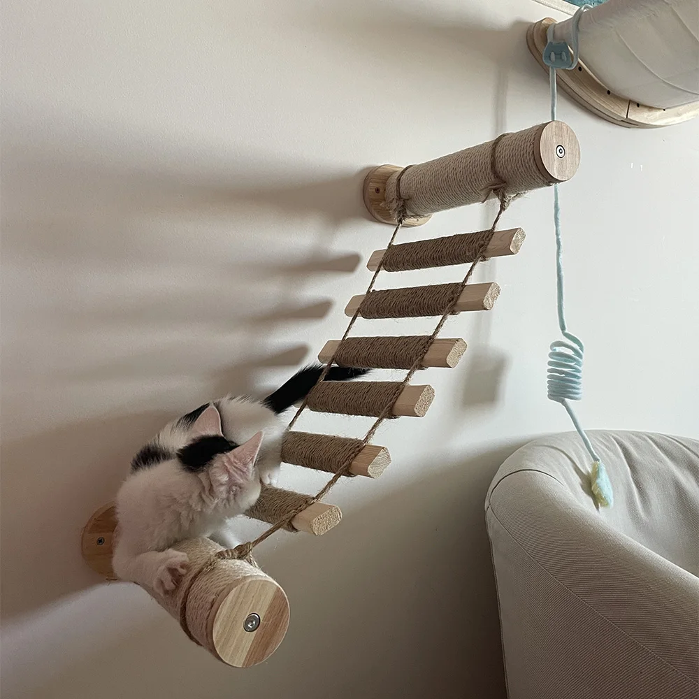 Centro de actividades para gatos en pared: puente de cuerda - imagen 3