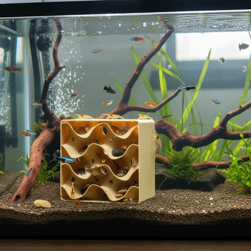 Cueva de Arenisca Natural para Acuario – Refugio para Peces y Camarones