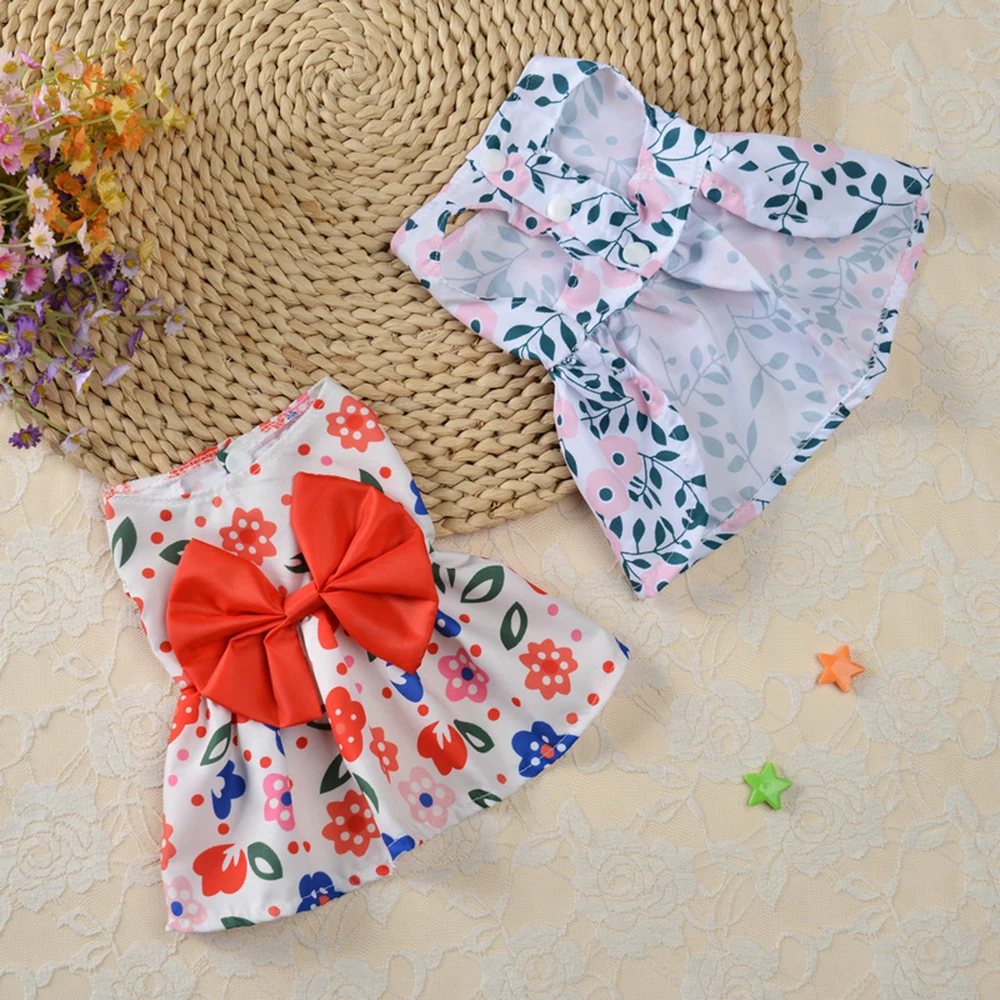 Vestido fino con falda estampada floral para perros pequeños y Chihuahua