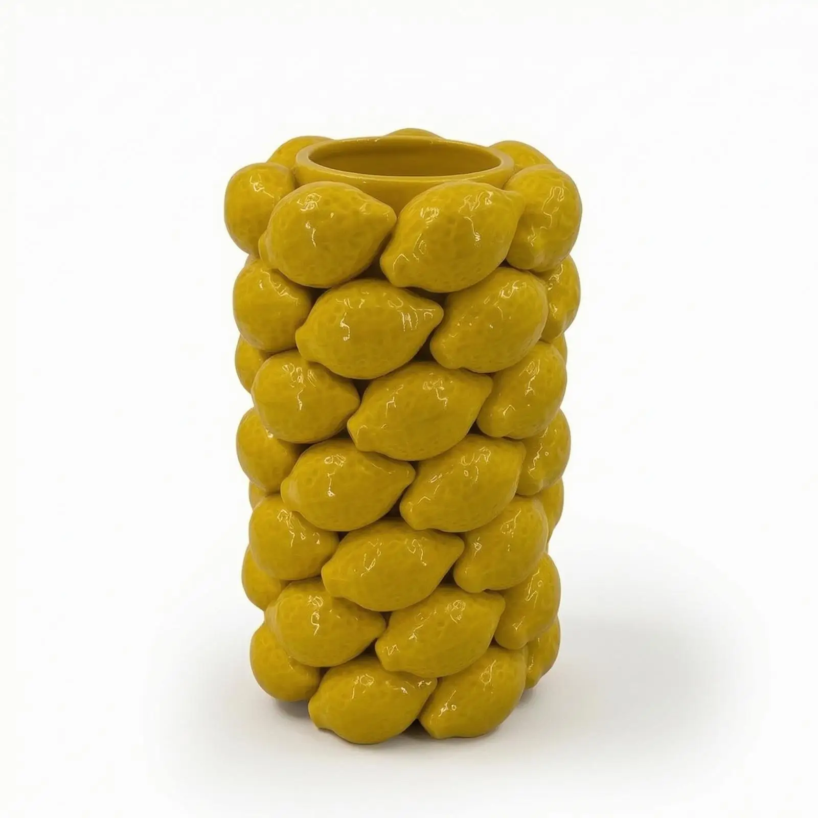 Jarrón Brillante Temática Limones – Porta Flores Decorativo para Casa