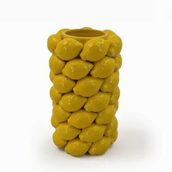 Jarrón Brillante Temática Limones – Porta Flores Decorativo para Casa