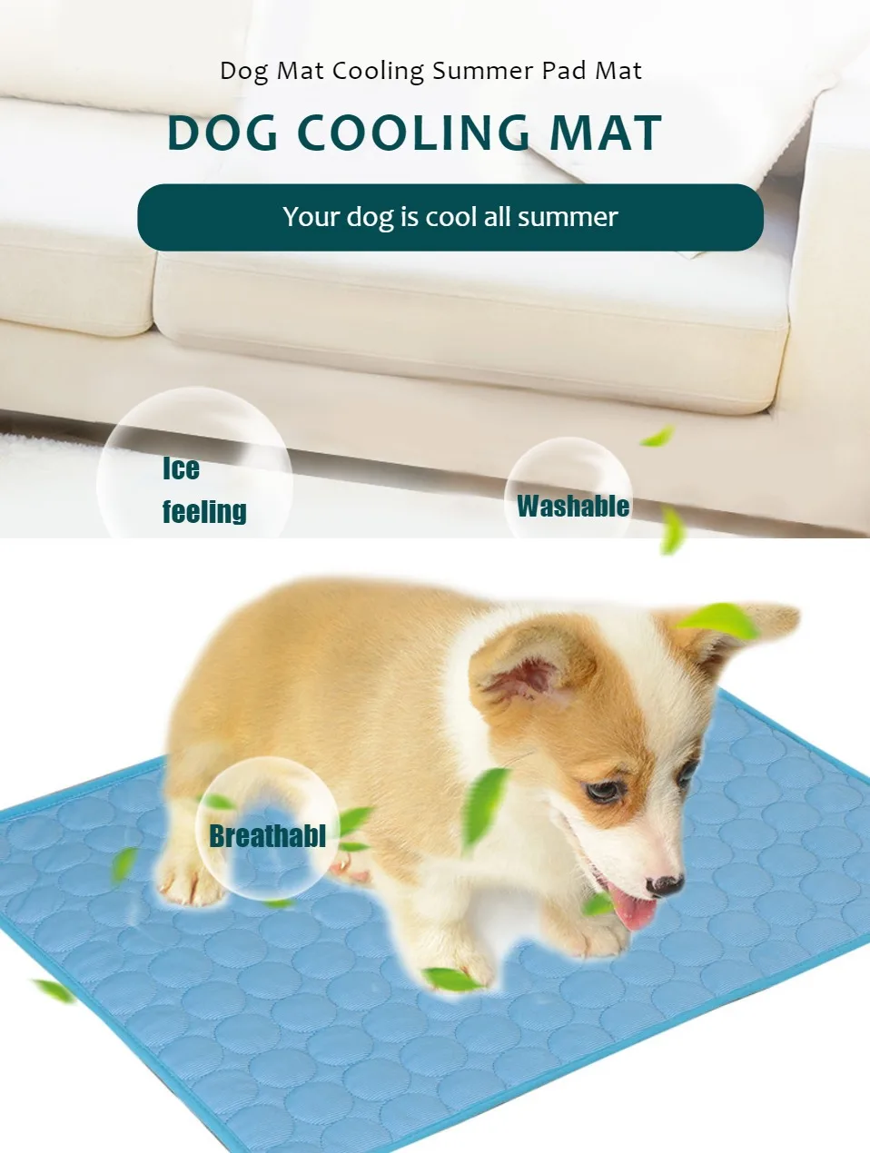Estera refrescante BeiYu Pet desplegada en el suelo