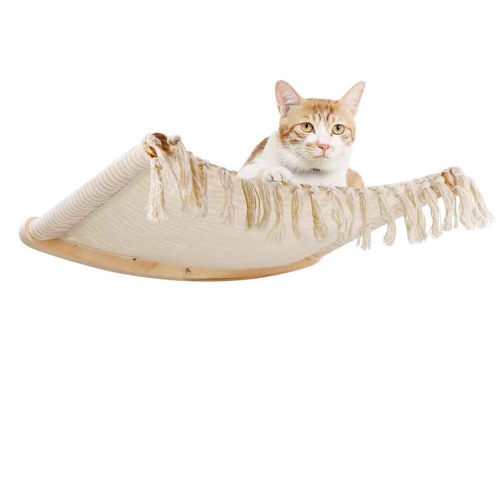 Hamaca bohemia con borlas para gato