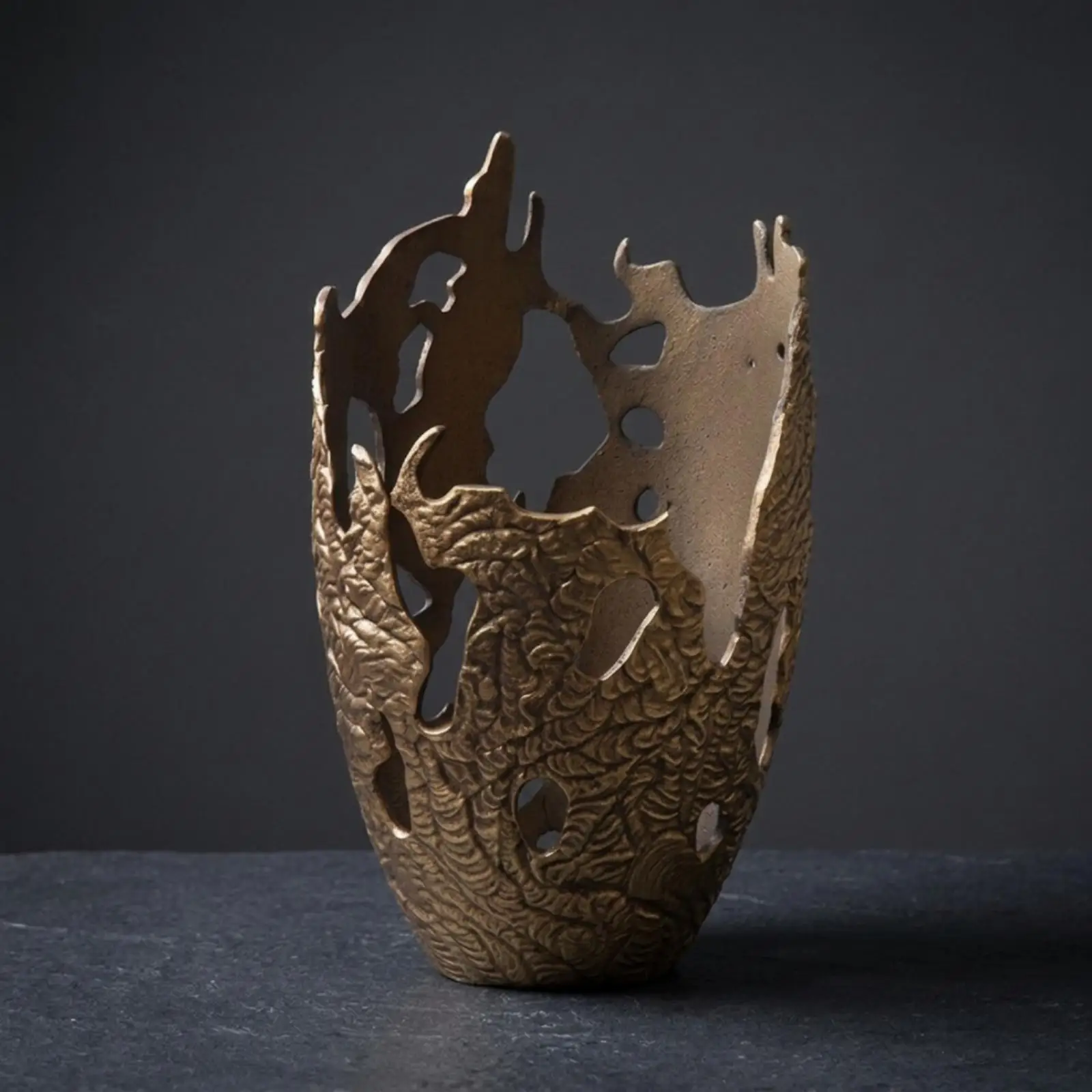 Escultura decorativa metal calado bronce dorado relieve - imagen 5