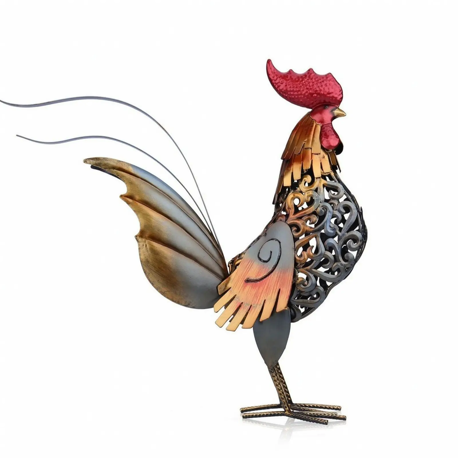 Figura gallo metal hueco Feng Shui decoración mesa repisa - imagen 2