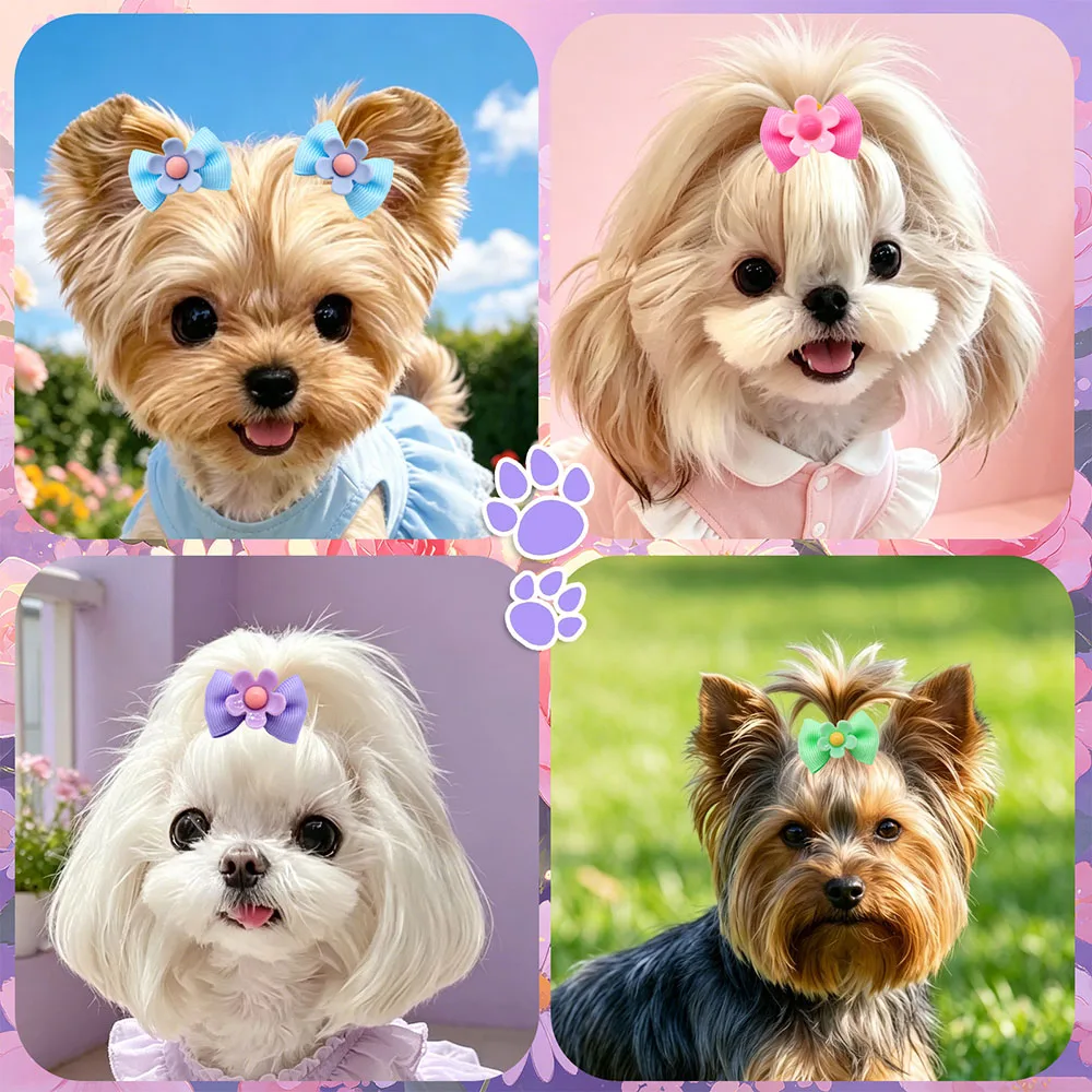 Lazos con flores y bandas elásticas para cachorros, adorno seguro - imagen 5