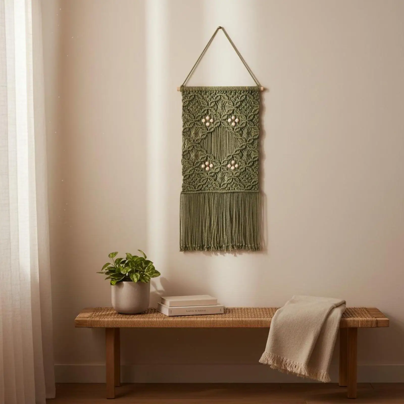 Tapiz de pared de macramé tejido a mano estilo boho - imagen 5