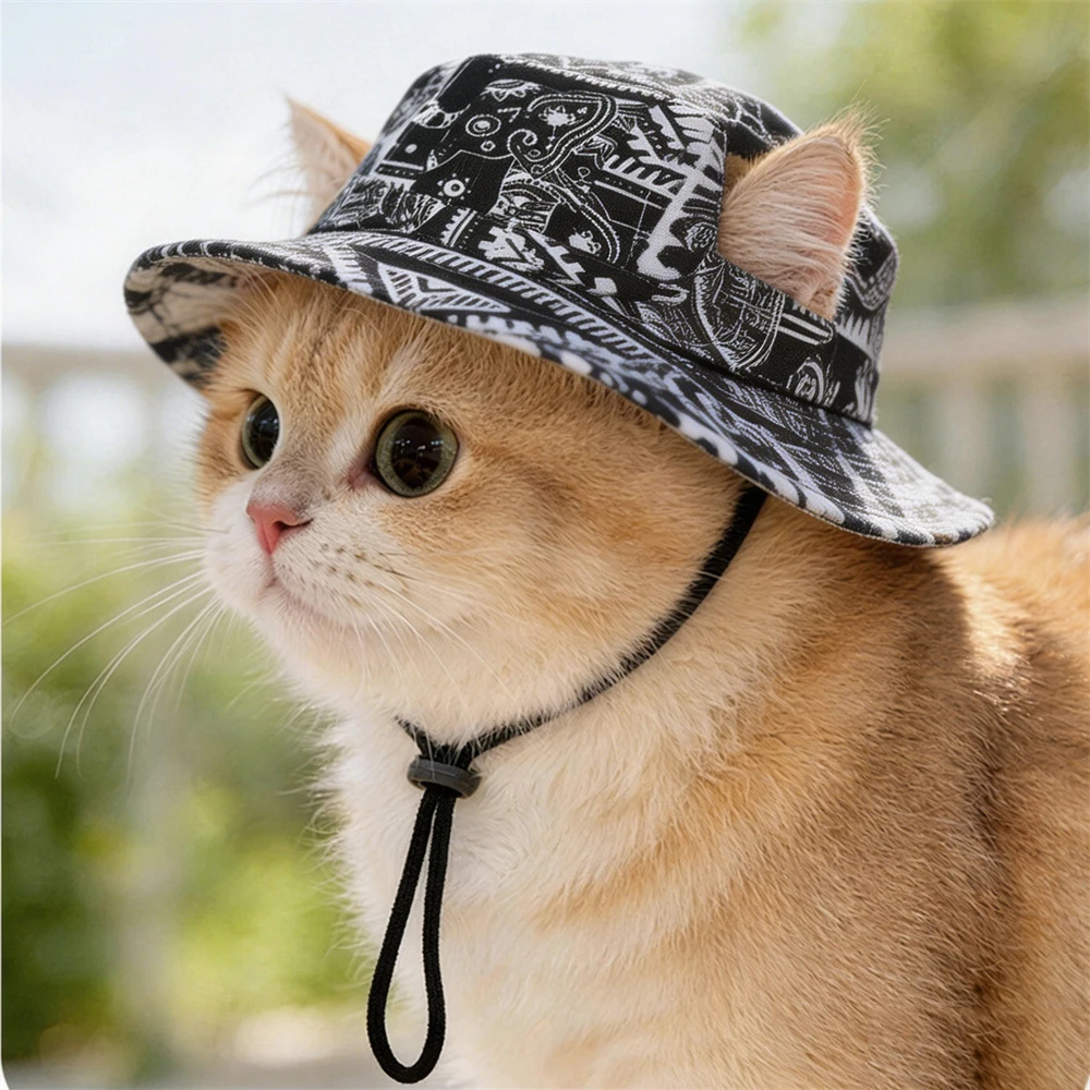 Sombrero transpirable a rayas para perro y gato Sphynx – verano - imagen 2