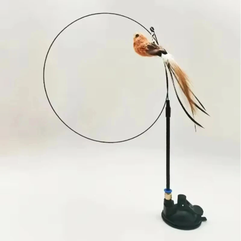 Varita para gatos con ventosa – Juguete de plumas y cascabel - imagen 3
