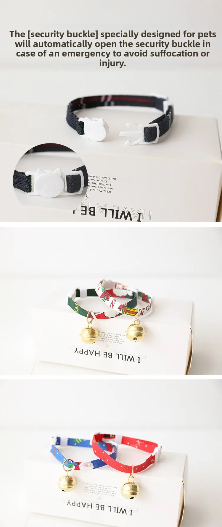 Collar navideño para perros y gatos pequeños y medianos