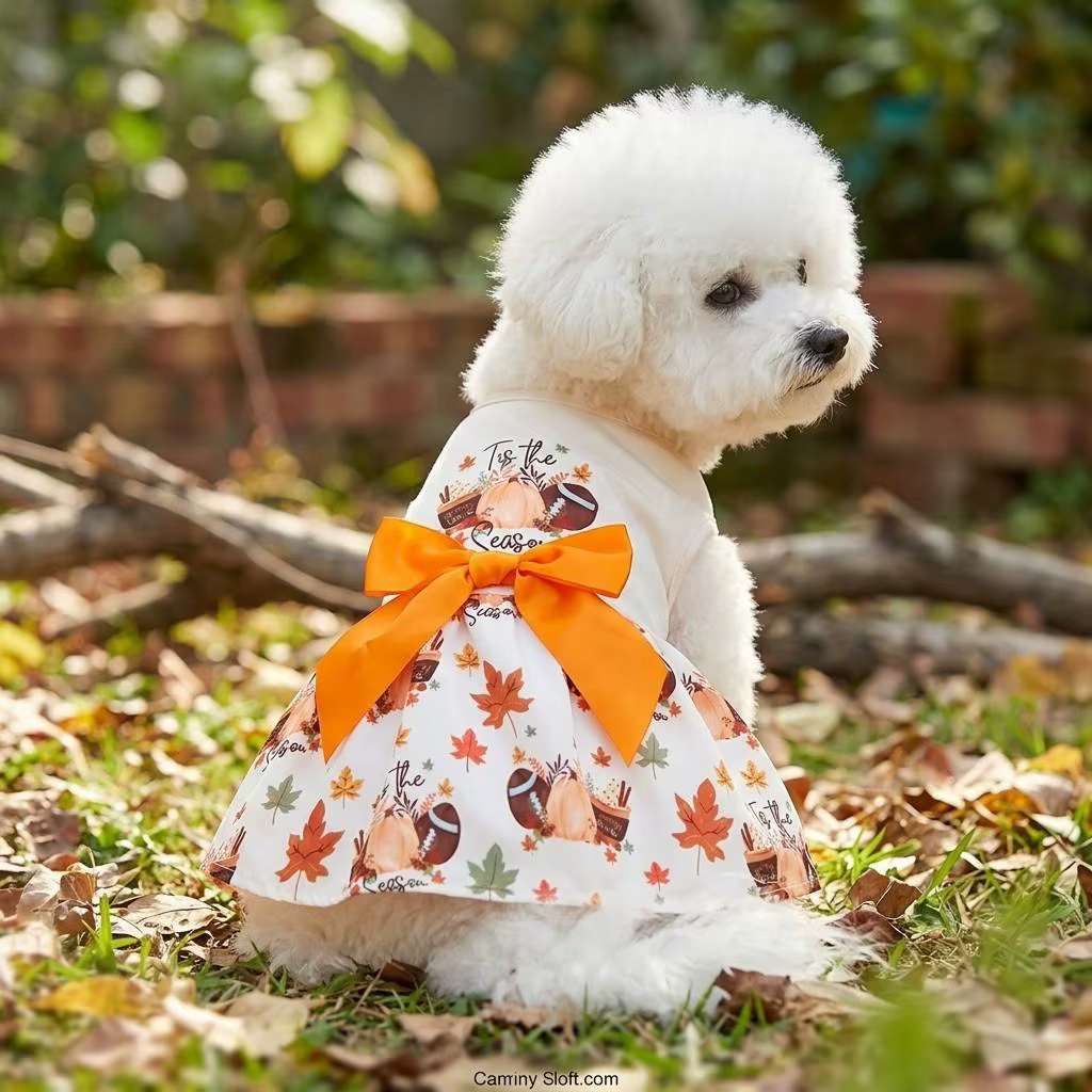 Etiqueta de cuidado y composición del vestido para mascotas
