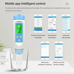 Medidor calidad del agua Bluetooth para piscinas y acuarios PH/EC