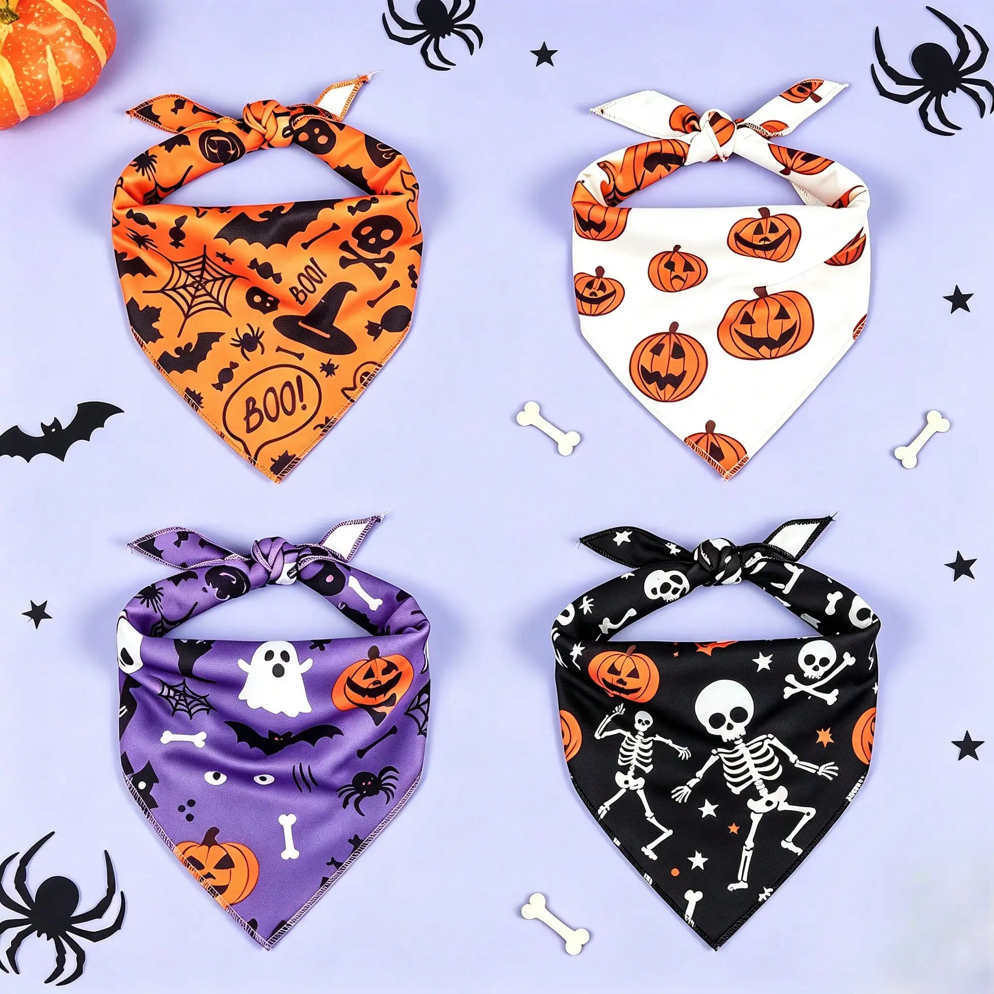 Pañuelos Triangulares Halloween para Perros y Gatos – Estampado Calabaza - imagen 5