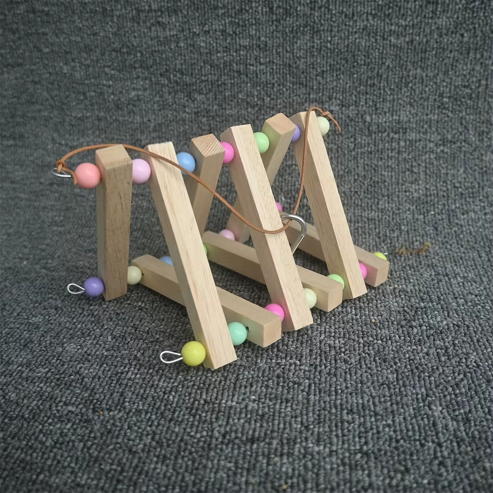Juguete de madera para loros: columpio colgante y escalera - imagen 3