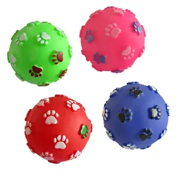 Pelota juguete suave para perros con huellas, cuida dientes