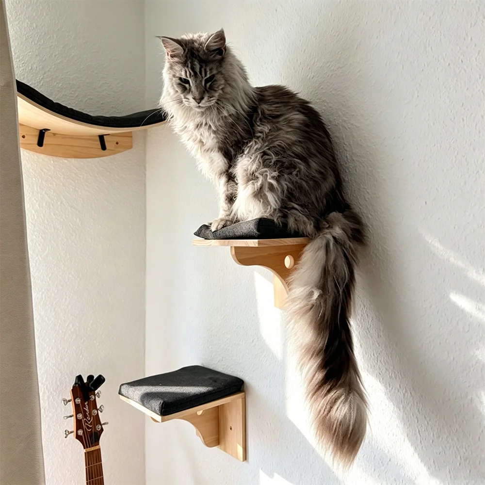Torre de escalada y rascador para gatos madera con plataforma - imagen 2