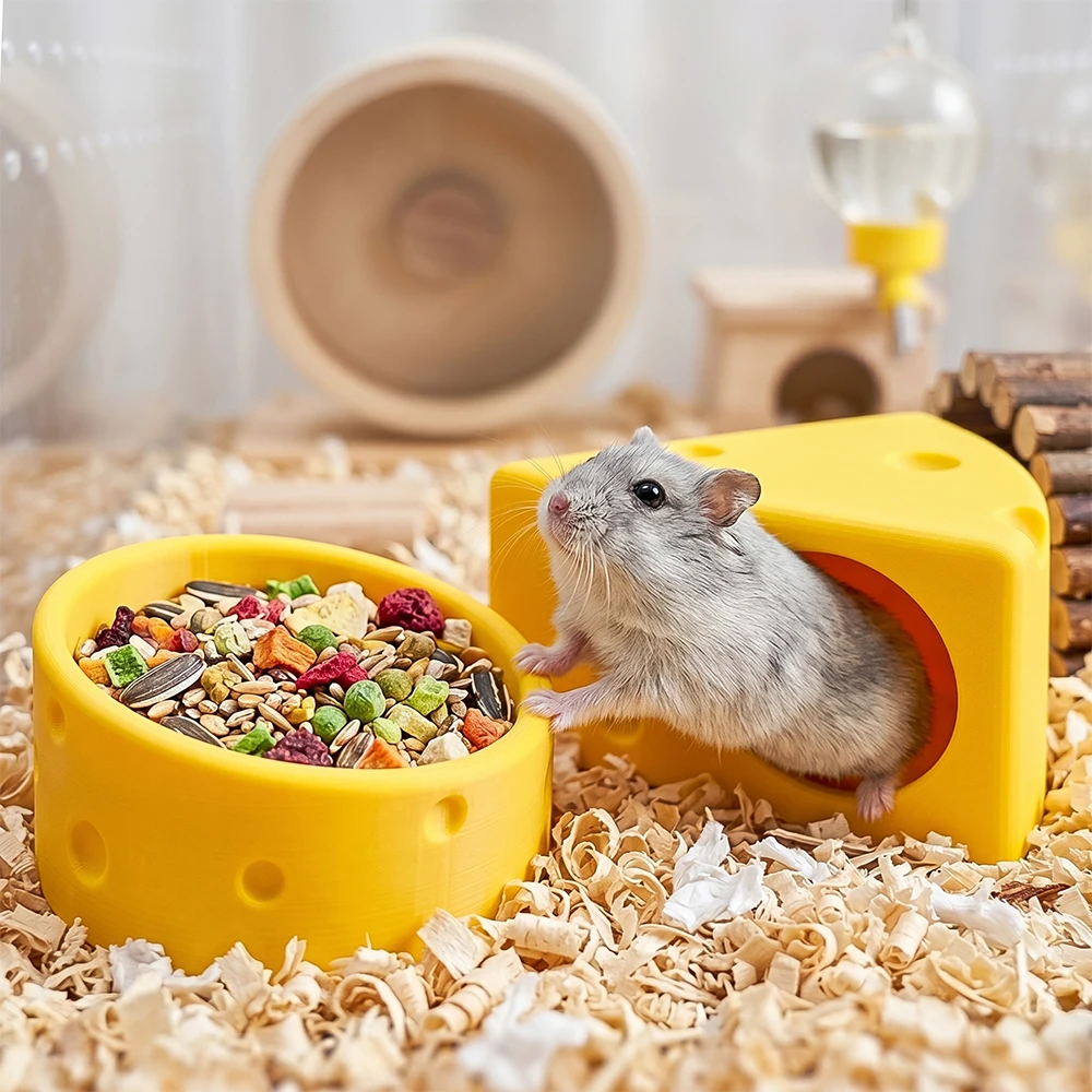 Escondite queso para hámster sirio: casa y comederos para jaula - imagen 2