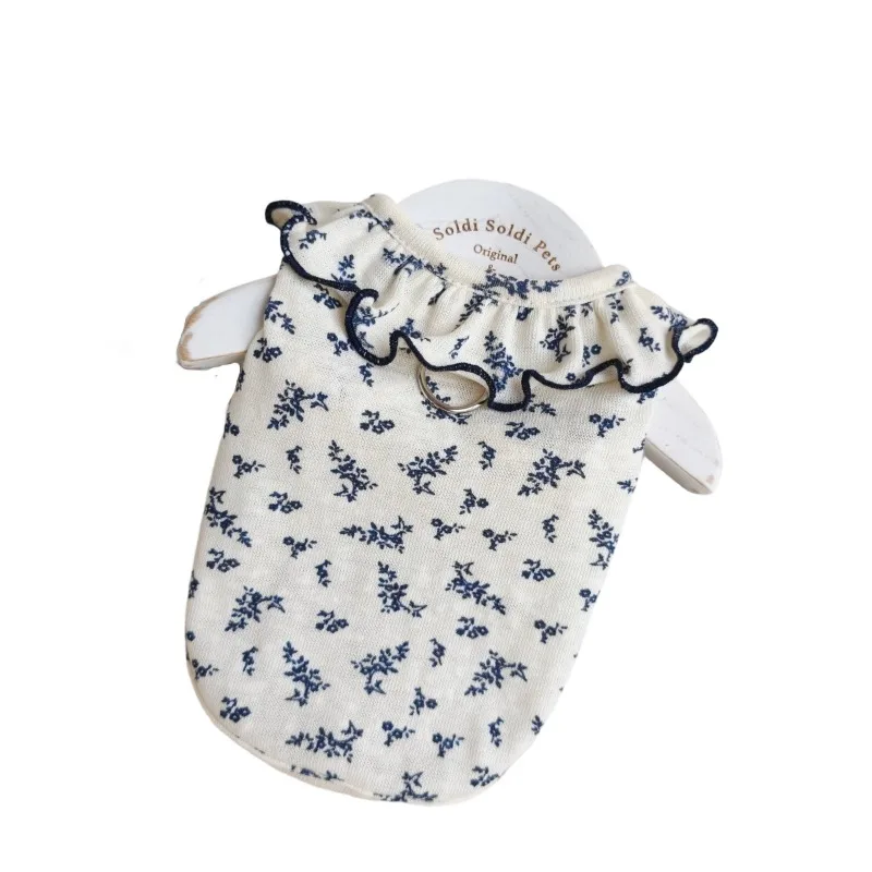 Vestido floral transpirable para perros tipo teddy, sin mangas - imagen 5